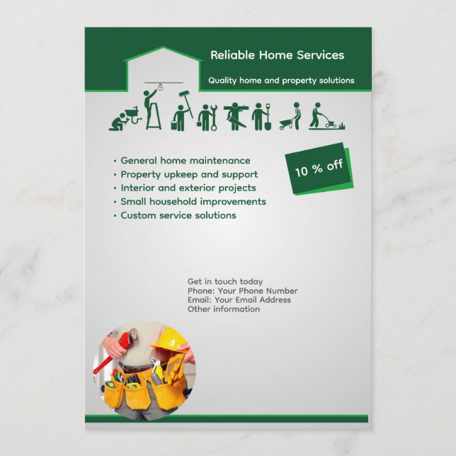 Convites Professional Home Maintenance Flyer Template (Frente)