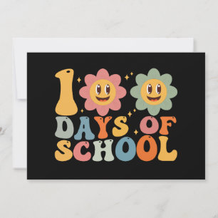 Convites Professor Crianças Retro Groovy 100 Dias de Escola