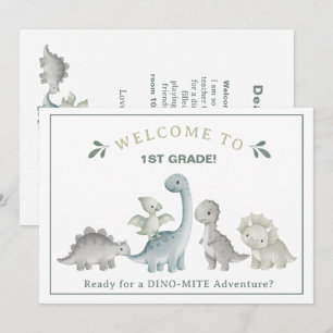 Convites Professor Dinossauro Fofo Personalizado Bem-vindo