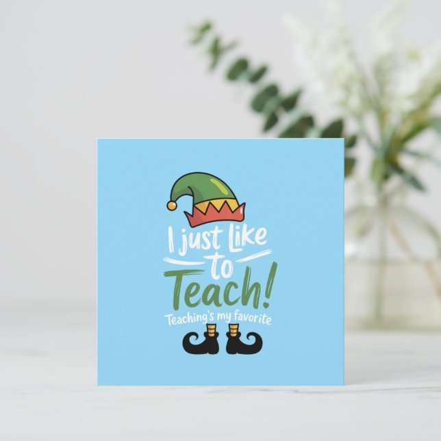Convites Professor Engraçado Natal Ensino é Meu Favorito  (Em pé/Frente)