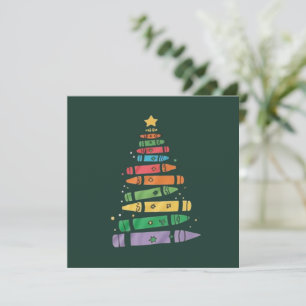 Convites Professora de Natal Crayon Tree Luzes de Natal
