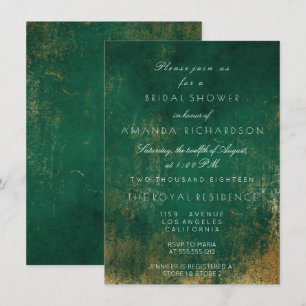 Convites Profundo esmeralda - o verde afligiu nupcial