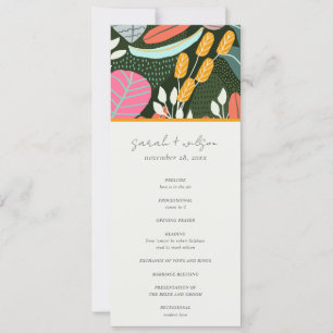 Convites Programa abstrato Bold de Casamento Botânico Tropi