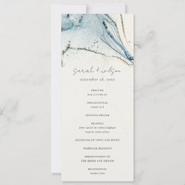 Convites Programa abstrato Chic Blue Beachy Weding