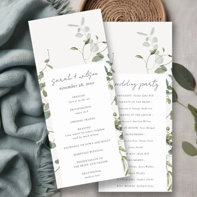 Convites Programa Botânico Eucalyptus Watercolor Wedding (Criador carregado)