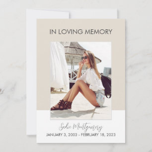 Convites Programa clássico de funeral em branco e bege