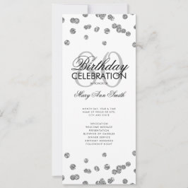 Convites Programa da Festa de 80 Anos de Idade Brilho Prata