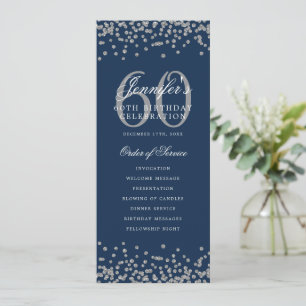 Convites Programa de Aniversário de 60 anos Cardápio Prata 