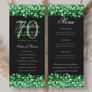 Convites Programa de Aniversário de 70 anos Menu Verde+Agra