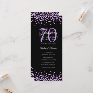 Convites Programa de Aniversário do 70 Obrigado Preto Roxo