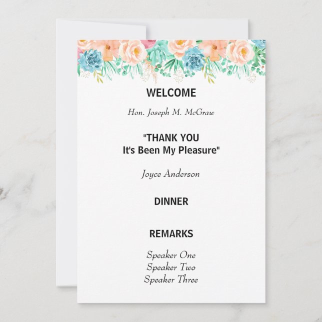 Convites Programa de Aposentadoria Floral Verde e Peach (Verso)