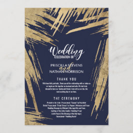 Convites Programa de Casamento Azul de Marinho de Brushstro