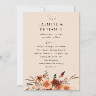 Convites Programa de Casamento B Rustic Earth & Champagne F