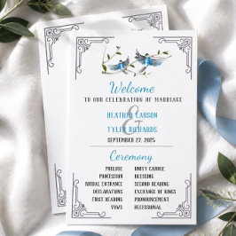 Convites Programa de Casamento Blue Bird of Happiness