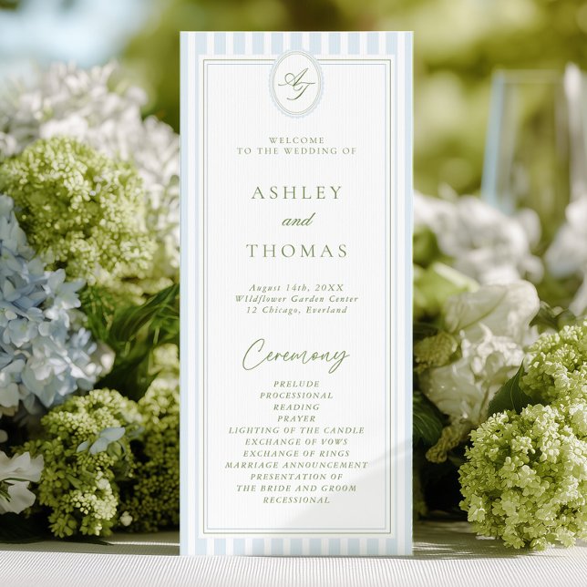 Convites Programa de Casamento Blue & Sage (Criador carregado)