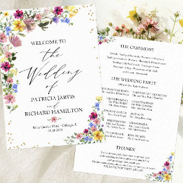 Convites Programa de Casamento Boho com Flores Silvestres