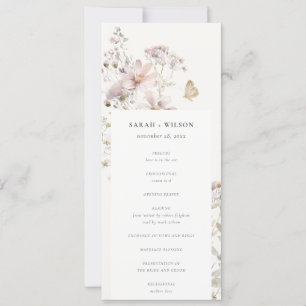 Convites Programa de Casamento Botânico de Lilac Wildflower
