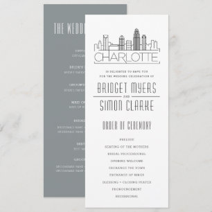 Convites Programa de Casamento Charlotte Stylized Skyline  