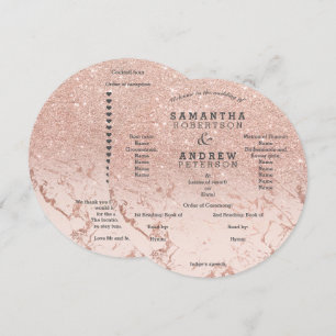 Convites Programa de casamento com brilho de mármore em tom