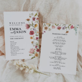 Convites Programa de Casamento com Flores Silvestres
