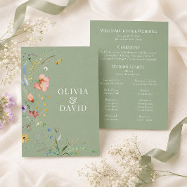 Convites Programa de Casamento com Flores Silvestres em Ver