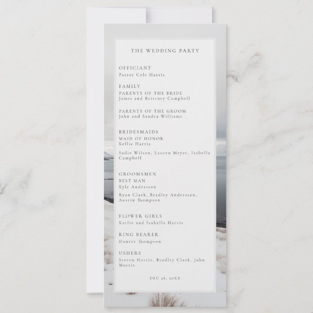 Convites programa de casamento da paisagem casamento no inv (Verso)