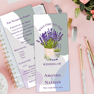 Convites Programa de casamento das Flores de Lavandas Roxas