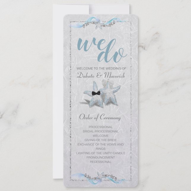 Convites Programa de Casamento de Estrela-do-Mar (Frente)