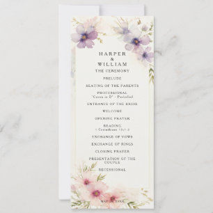 Convites Programa de casamento de flores do cosmos de aquar