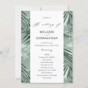 Convites Programa de Casamento de Folhas Tropicais - Mint G