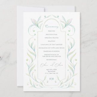 Convites Programa de Casamento de Folhas Verdes