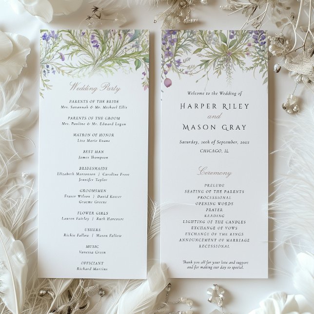 Convites Programa de Casamento de Jardins Herbais Pastel Co (Criador carregado)