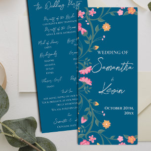 Convites Programa de Casamento de Molas Florais Coloridas
