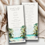 Convites Programa de Casamento de Palmeiras de praia de are<br><div class="desc">Coleção Tema de Palmeiras Tropicais de Cores d'Água.- É um elegante roteiro aquarela Ilustração de palma tropical em praia perfeita para seu casamento e festas de praia tropical. É muito fácil personalizar, com seus detalhes pessoais. Se você precisar de outro produto ou personalização correspondente, por gentileza, envie uma mensagem via...</div>