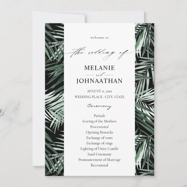 Convites Programa de Casamento de Palmeiras Tropicais - Pre (Frente)