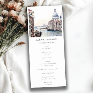 Convites Programa de Casamento de Pastel Veneza Itália Cana