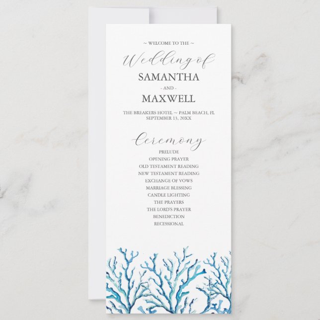 Convites Programa de Casamento de Praia (Frente)