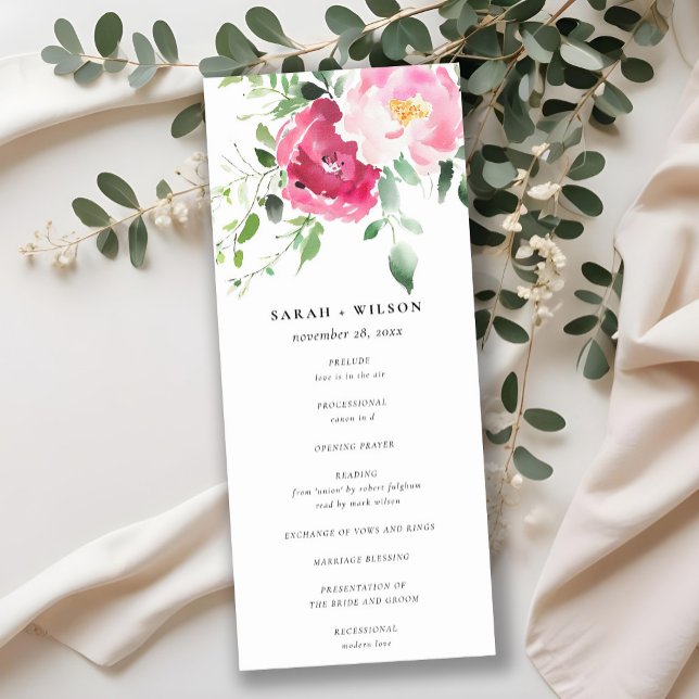 Convites Programa de Casamento de Rosa de Blush Blush ChicP (Criador carregado)