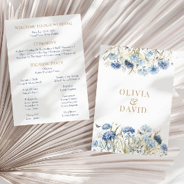 Convites Programa de Casamento Dusty Blue Champagne Hydrang