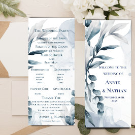 Convites Programa de Casamento Dusty Blue Eucalyptus