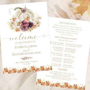 Convites Programa de Casamento Elegante de Abóbora Branca d