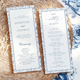Convites Programa de Casamento Elegante em Azul Chinesice