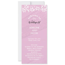 Programa de casamento elegante floral rosa e branc