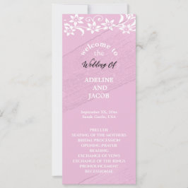 Convites Programa de casamento elegante floral rosa e branc