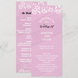Convites Programa de casamento elegante floral rosa e branc