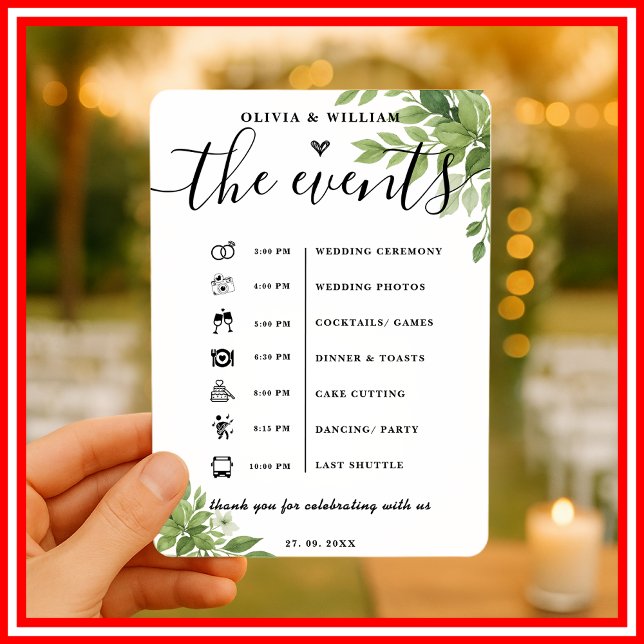 Convites Programa de Casamento Elegante Ordem de Eventos em (Criador carregado)