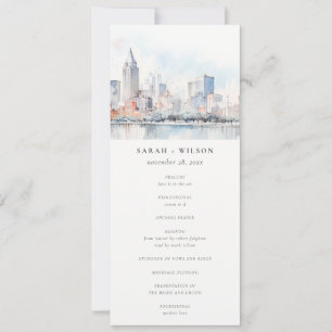 Convites Programa de Casamento em Aquarela de Detroit Michi