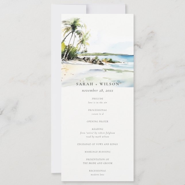 Convites Programa de Casamento em Destino Tropical à Beira- (Frente)