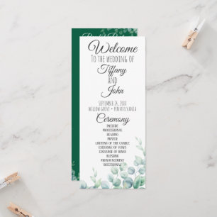 Convites Programa de Casamento em Eucalipto Verde Esmeralda
