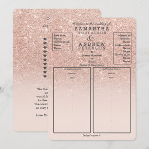 Convites Programa de casamento em rosa dourado falso com de